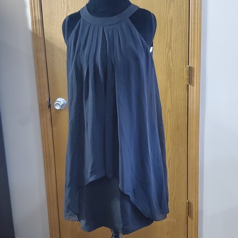 Whbm sleeveless nwt black sheer overlay dress